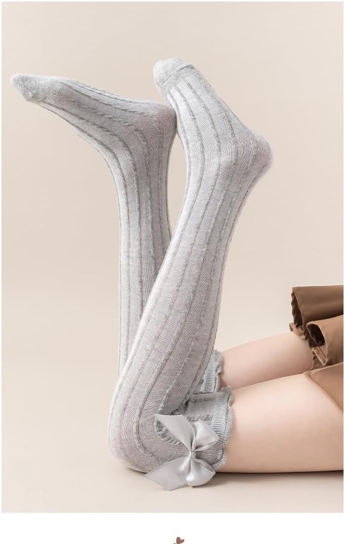 Toptim Kid Girls Knee High Stockings or Over Calf Socks Cotton Princess Tube Dress Socks - Image 4